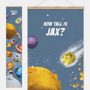 パーソナライズされた宇宙子供身長計、宇宙飛行士の宇宙装飾、宇宙保育室装飾、惑星の壁アート、パーソナライズされた子供ギフト、宇宙
