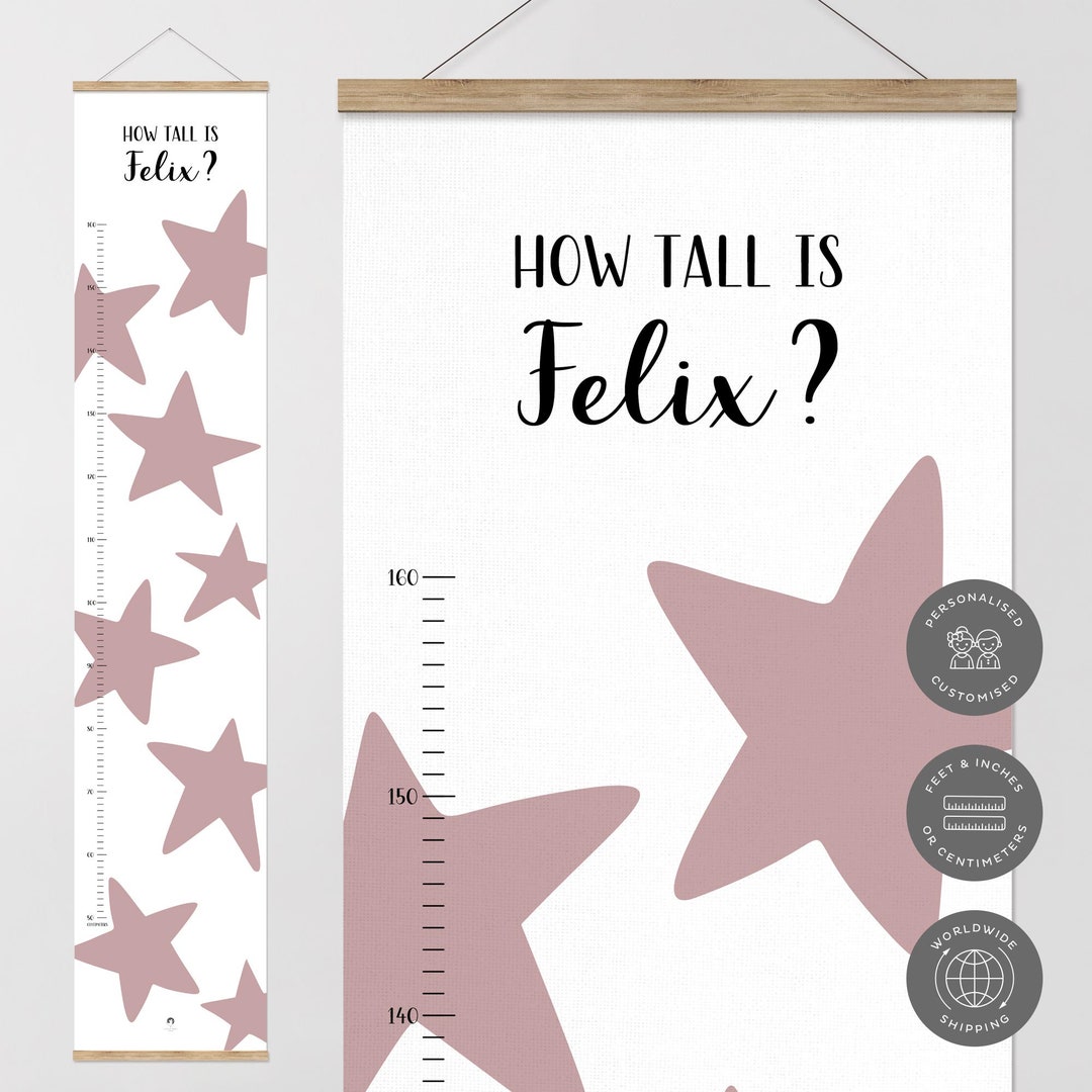Personalised Children's Height Chart Scandi Star Decor Etsy