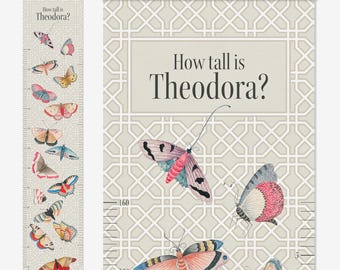 Personalised Canvas Height Chart, Kids Height Chart, Butterfly Bedroom Decor, Butterfly Room Theme, Neutral Nursery Decor, Girls Wall Art