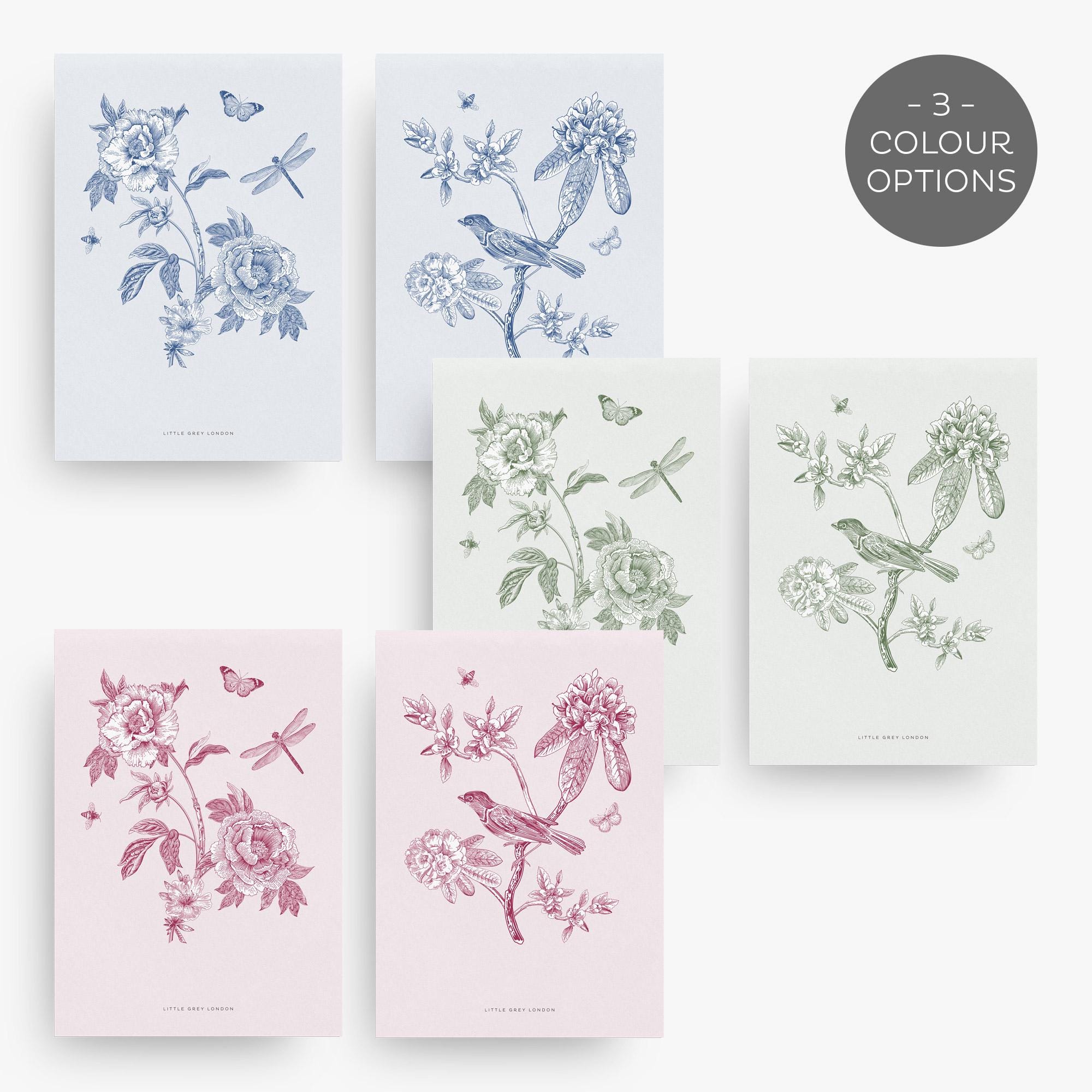 Blue Toile De Jouy Prints - Chinoiserie Nursery Wall Art (set of 2 ...