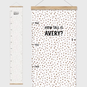 Personalised Boho Kids Height Chart, Canvas Growth Chart, Dotty Nursery Decor, Scandi Nursery, Kids Decor, Playroom, Neutral Kids Room Decor