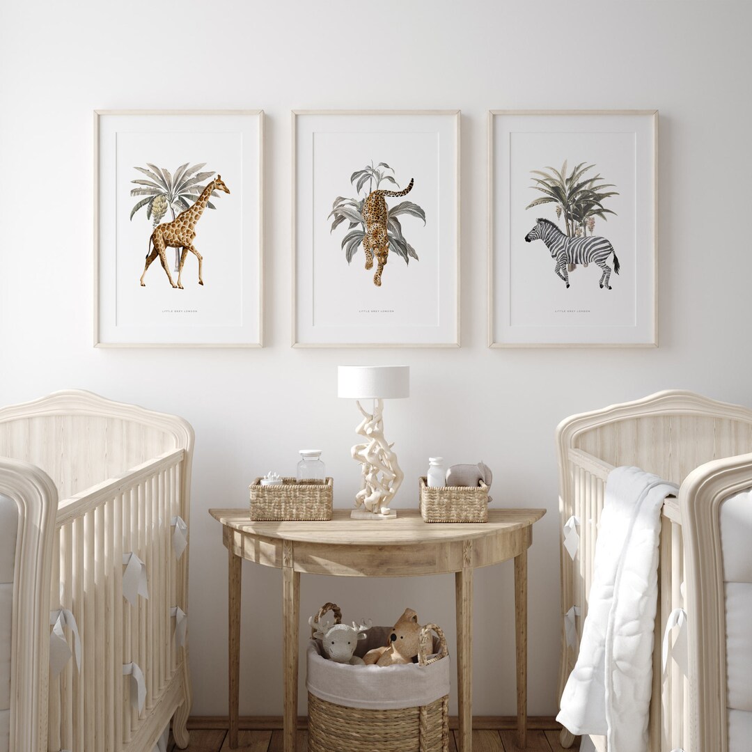 Tropical Safari Wall Art Set of 3 Safari Prints Safari Animal Nursery ...