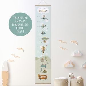 Toit personnalisé pour enfant sur toile, toise sur toile, toise, voitures, avions, décoration de chambre d'enfant, cadeau personnalisé pour bébé/enfant, décoration scandinave