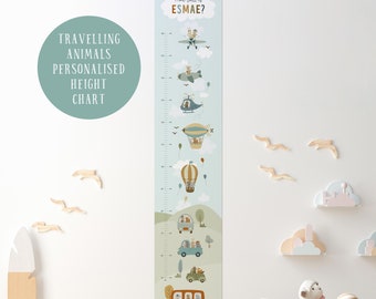 Tabla de altura personalizada para niños, lienzo con temática de transporte, coches, aviones, decoración infantil, regalo personalizado para bebés y niños, decoración escandinava.