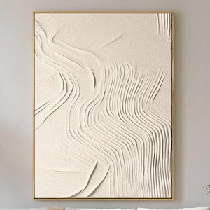 Beige 3D Heavy Textured Abstract Painting ,Modern Minimalist Wall Art , Neutural Tone Wabi-Sabi Wall Art,Living room Modern wall art