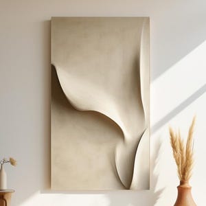 Beige Waves Wood Carving Wall Painting Art sculpture Textured Wall Decor Large original Abstract 3D Textured Wall Decor