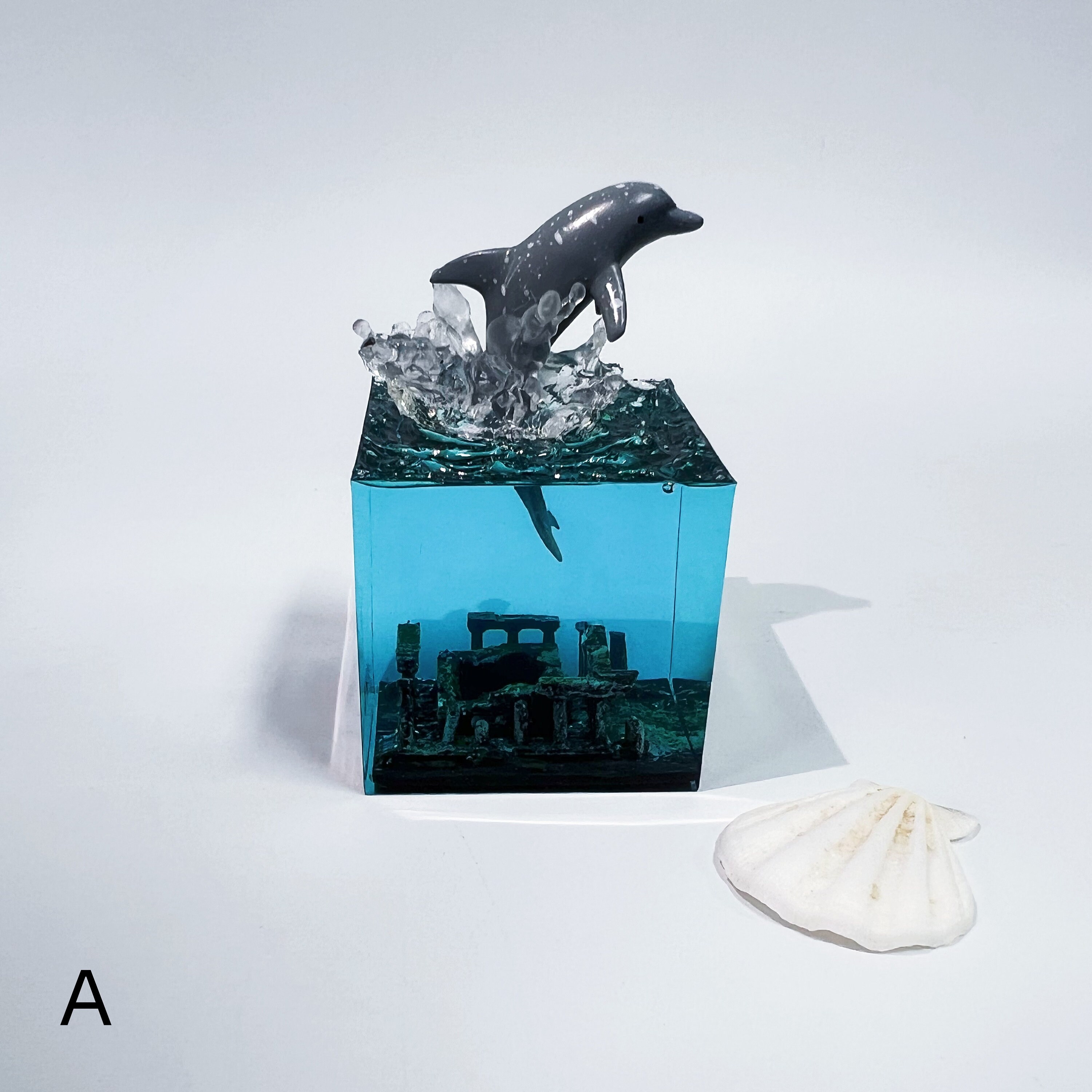 Dolphin Handmade Epoxy Resin Tree Night Light, Blue Epoxy Resin Lamp ...