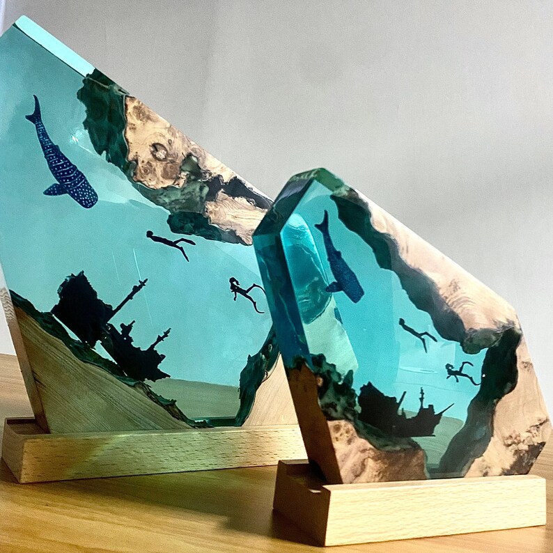 Marine Epoxy Resin Night Light Handmade Epoxy Resin Art Etsy