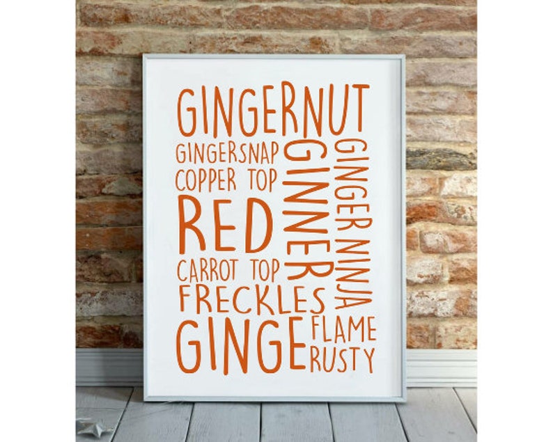 Ginger Nicknames Wall Print Etsy