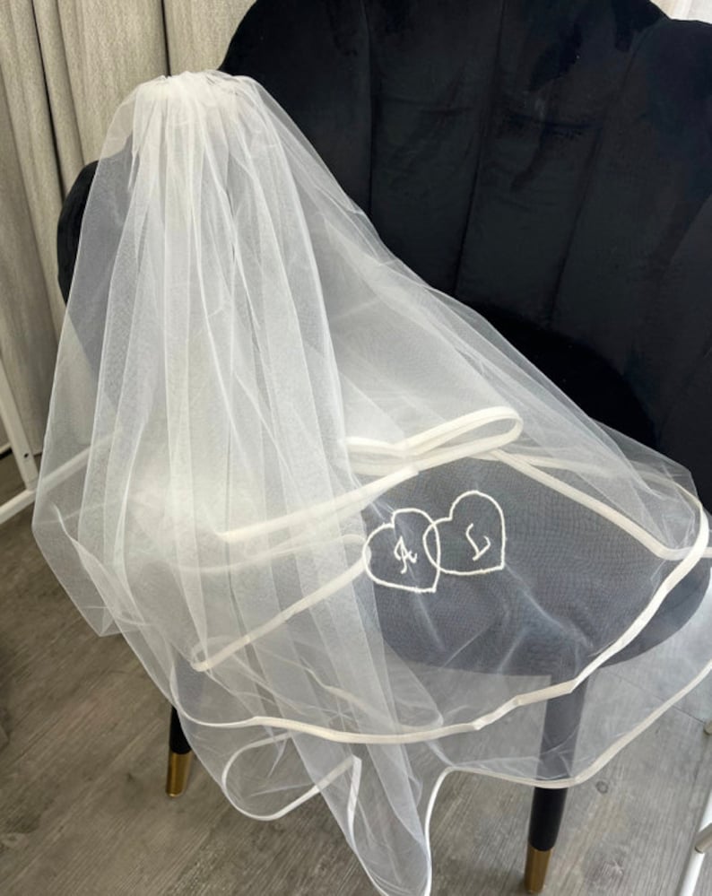 Embroidered Heart Veil, Hen Party, Hen Party Veil, Bride to Be, Bride