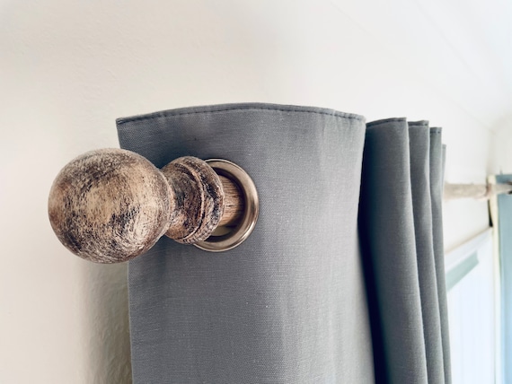 Gorgeous Reclaimed Wood Style Rustic Curtain Rod Rail Poles In Rustic Curtain Rod Rail Poles, Reclaimed Wood Curtain Pole