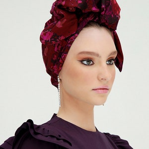 Faixa de cabeça turbante floral: acessório de cabeça de poliéster estilo vintage