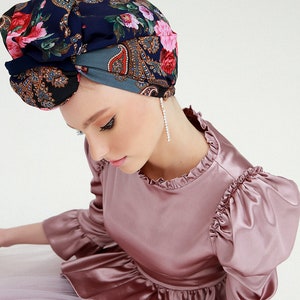 Faixa de cabeça turbante floral: chapéu de quimioterapia da moda