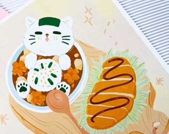 Katsu Curry Cat Print