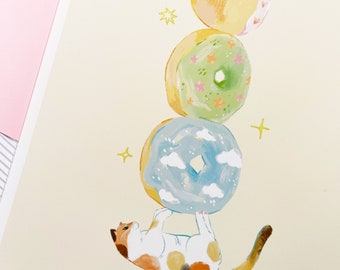 Cat Dreaming of Donuts Print