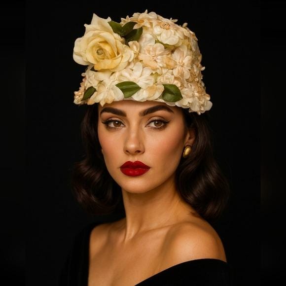 FISK CHICAGO 1950S Silk Flower COUTURE Hat - Etsy display picture 3