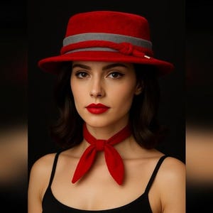 MR JOHN New York Paris Vintage Red Italian Fur Felt Hat  display picture 2