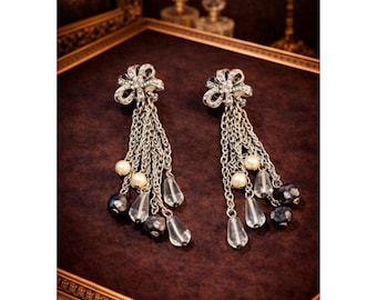 Vintage Oscar de la Renta clip on earrings 1980s statement tassel drop designer