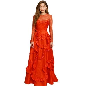 bill blass red dress FW 1998 Bill Blass red gown