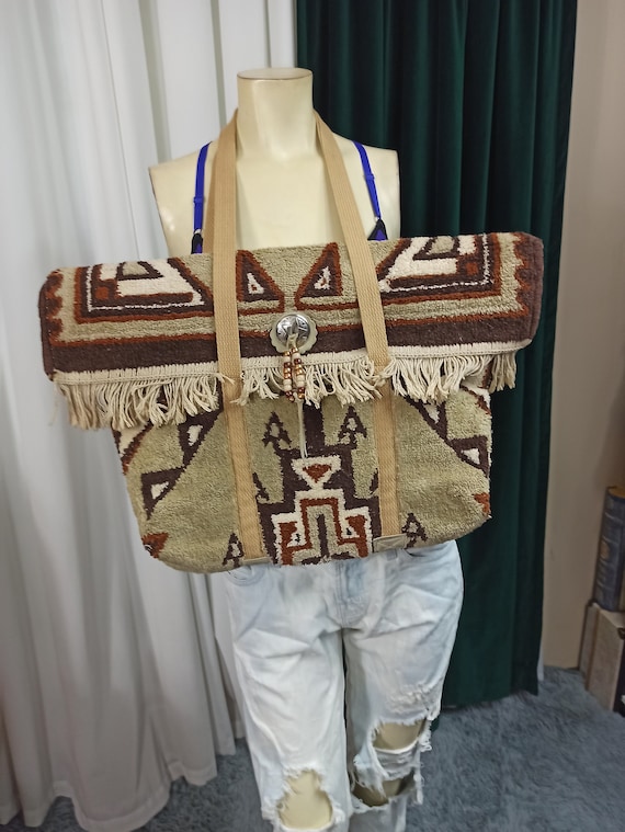 Vintage Boho  Aztec Print Large Tote