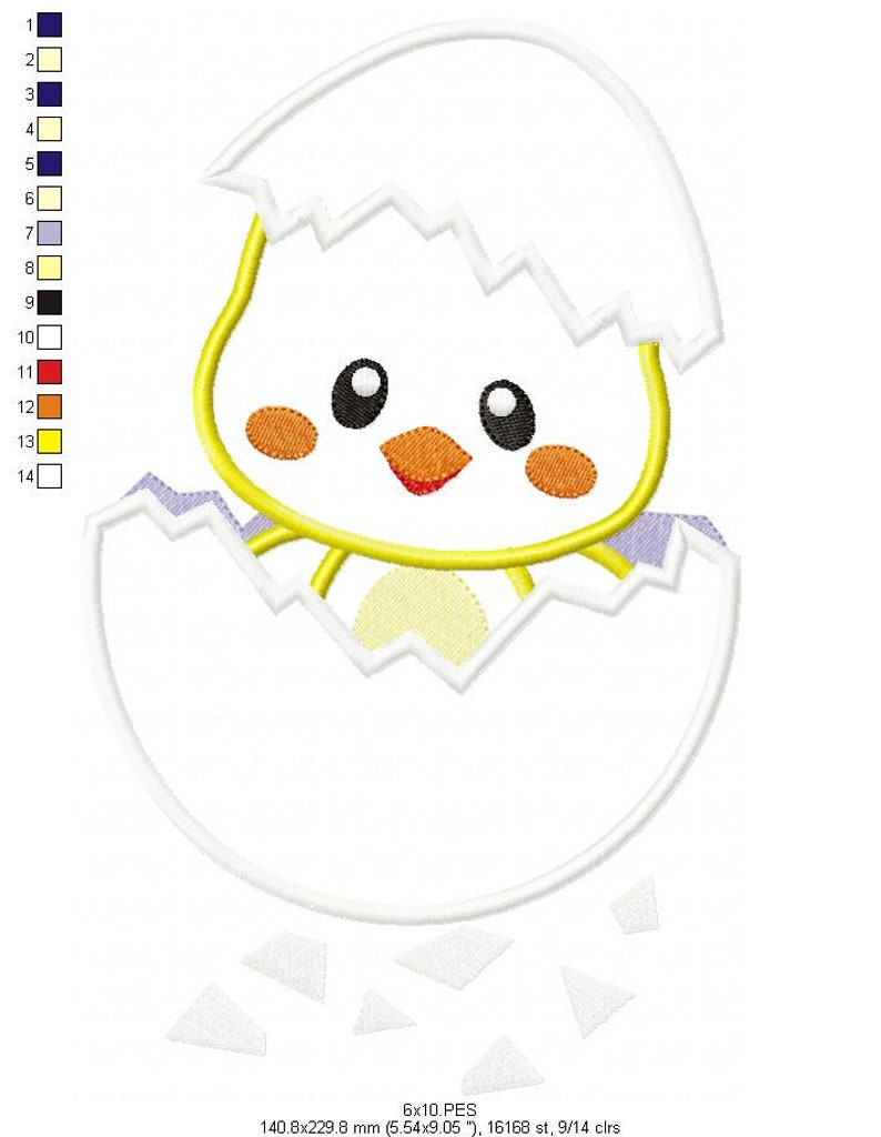 Machine Embroidery Designs Applique Easter Embroidery -Happy Easter Embroidery Chick girl in egg 4 Sizes