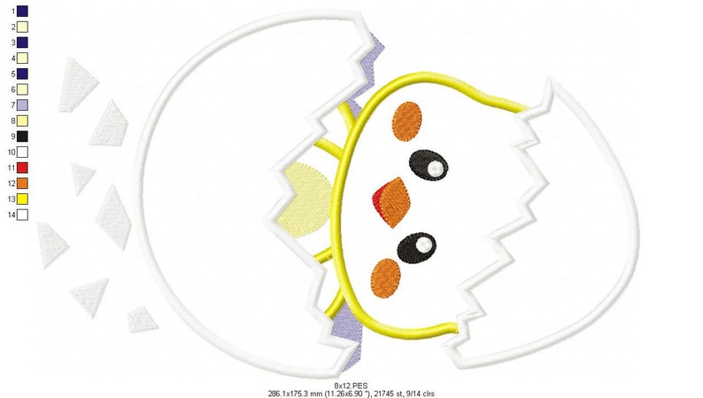 Machine Embroidery Designs Applique Easter Embroidery -Happy Easter Embroidery Chick girl in egg 4 Sizes