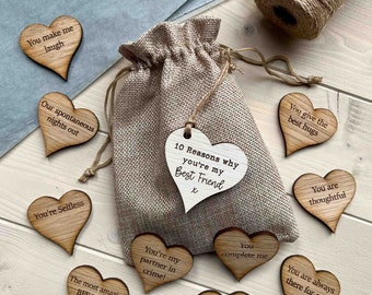 Best Friend Gift, 10 Reasons Why You Are My Bestie, Personalised Wooden Heart Gift, Galentine's gift, Birthday, Thank You Gift For Her