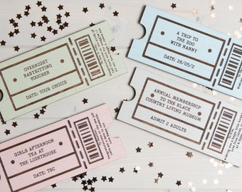 Personalised Wooden Gift Voucher Ticket, IOU Gift Card Coupon, Birthday, Christmas, New Baby, Wedding, Engagement Gift for Him Her Them