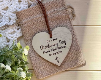 Personalised Christening Day Sign, Christening Gift Tag, Wooden Engraved Christening Gift, Christening Plaque, Gift For Christening
