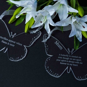 Personalised Butterfly Memorial Sign, In Memory Of, Sympathy Gift, Bespoke Engraved Acrylic Memorial Keepsake, Remembrance Plaque