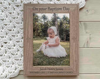 Personalised Baptism Photo Frame Gift, Baptism Picture Frame, Gift For Goddaughter, Gift For Godson, Godparent Gift, 5x7 or 6x4