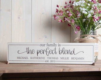 Perfect Blend Wooden Plaque, Personalised Blended Family Sign, Gift for Blended Or Step Family, Gift idea for Wedding, New Home, Christmas