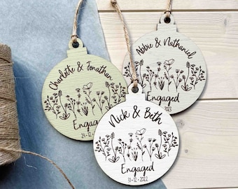 Engagement Gift, Engagement Ornament, Engaged Gift, Engagement Bauble, Personalised Engagement Keepsake Present, Gift Newly Engaged Couple