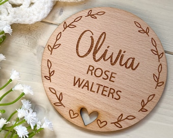 Personalised Baby Birth Arrival Sign, Social Media Photo Prop Disc, Name Announcement Sign, Baby Name Plaque, New Baby Gift, Name Plaque