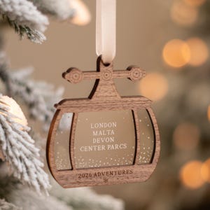 Personalised Travel Memories Christmas Bauble, Holiday Keepsake Ornament, Adventures Decoration, Travel Gift, Snowboarding Skiing Ornament