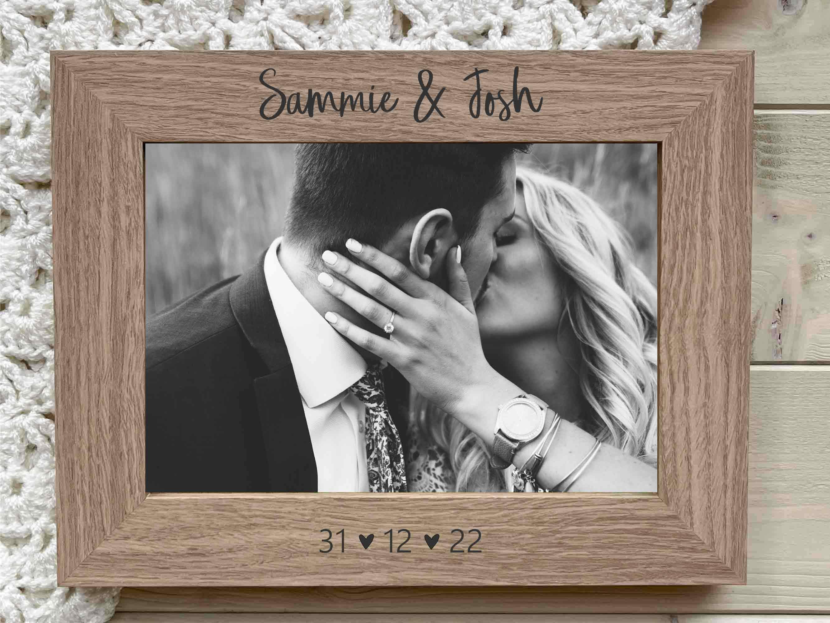 First Date Photo Frame Personalised Couples Photo Frame, Engagement Wedding Picture Frame ...