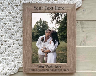 Custom Engraved Wood Photo Frame, Personalised Picture Frame Gift, Make Your Own Photo Frame, Any Text, 5x7 or 6x4