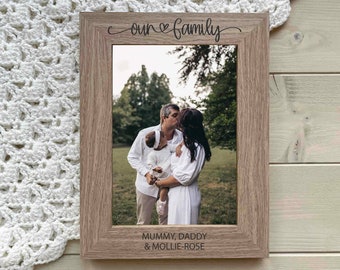 Personalised Our Family Photo Frame, Family Picture Frame, Gift for Parents, Gift for Grandparents, Mothers Day Photo Gift, 5x7 or 6x4