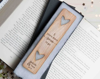 5th Wedding Anniversary Gift, , 5 year Wedding Anniversary Gift, Personalised Wooden Bookmark, 5th Anniversary Gift