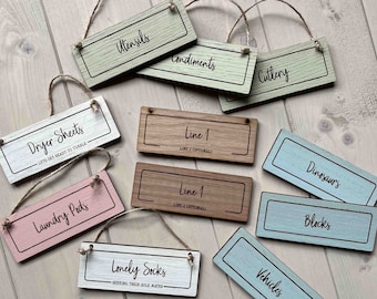 FULLY personalised Miniature Wooden Signs, any text custom made signs, wooden labels, organisation tags