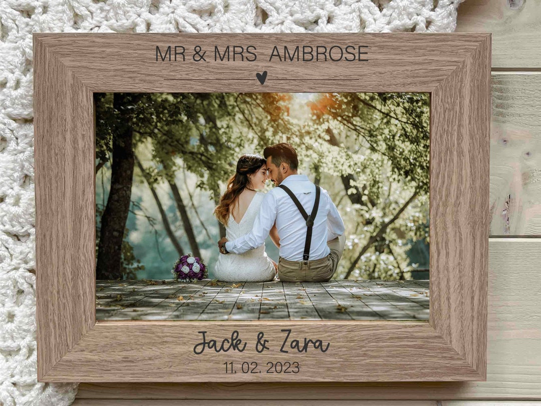Personalised Wedding Photo Frame Engraved Mr and Mrs Picture Etsy