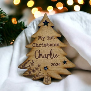 Personalised Baby's First Christmas Sign, Social Media Photo Prop Disc, Baby Milestone, Keepsake Christmas Decoration, Baby 1st Christmas