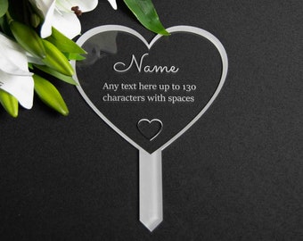 Bespoke Heart Memorial Marker, Any Words Lyrics Quote Personalised Memorial Plaque, Remembrance Ornament, In Memory Of,  Garden Memorial