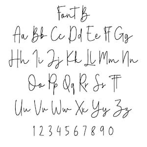 May include: Font B alphabet in a handwritten style. The letters are in lowercase and are written in a cursive script. The numbers 1 through 0 are also included in the image.