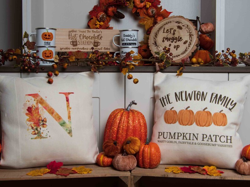 Autumn Decor Cushion, Autumn Decor, Autumn Decorations, Personalised Autumn Pumpkin Cushion, Rustic Autumn Decor