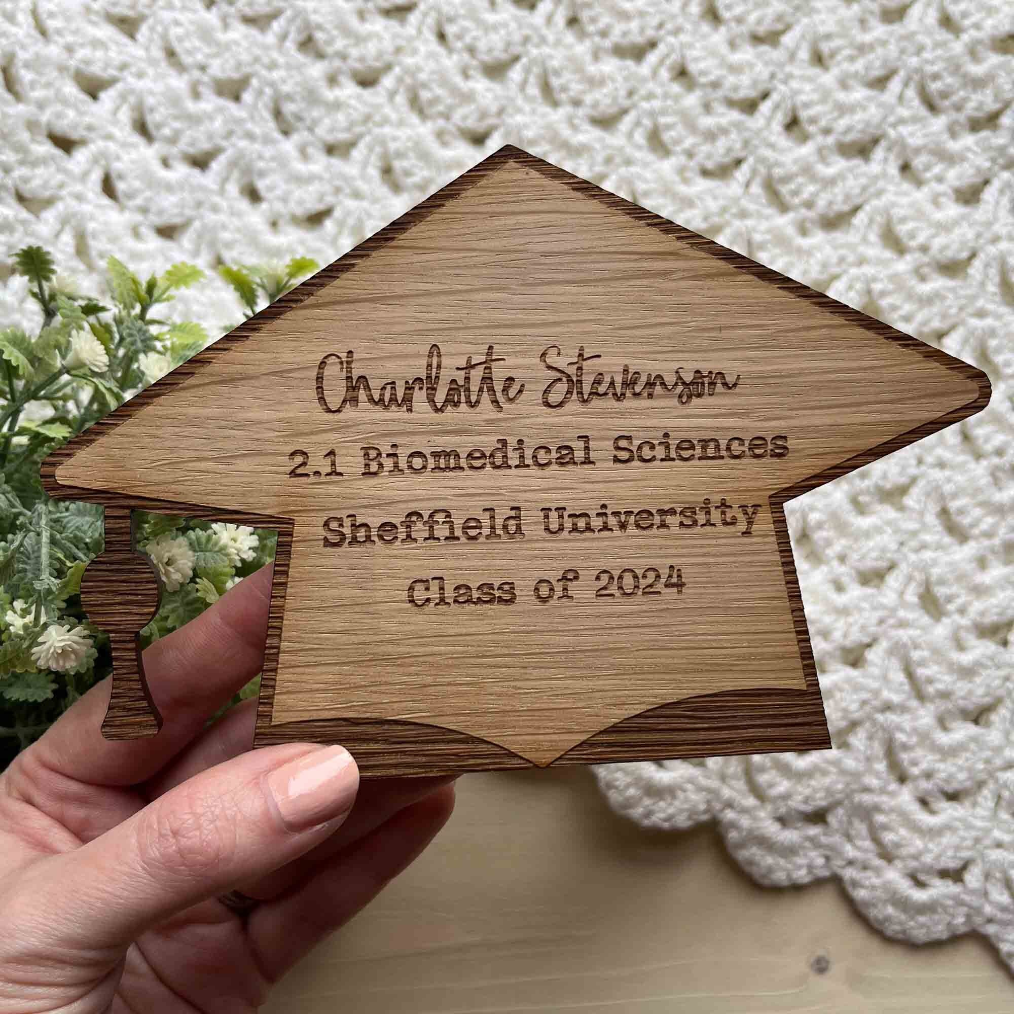 Personalised Wooden Graduation Cap Sign, Gift for Graduate, Graduation ...