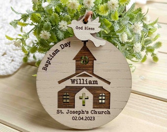 Personalised Baptism Gift, Engraved Baptism Day Bauble, Baptism Keepsake, Goddaughter Gift, Godson Gift, Gift for Godchild, Baptismal Gift
