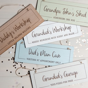 FULLY Personalised Wooden Sign, Dad&#39;s Garage, Grandad&#39;s Shed, Daddy&#39;s Worskhop, Man Cave, Fathers Day, Father&#39;s Day gift for Dad, Grandad