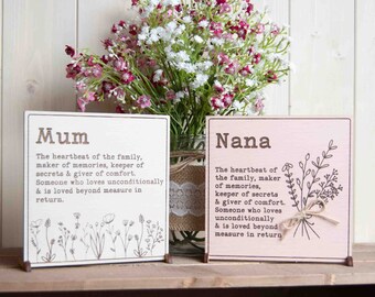 Personalised Mum Nan Definition Sign, Mother's Day Wooden Plaque Definition For Mummy, Grandma, Mam, Nanny, Mom, Nana
