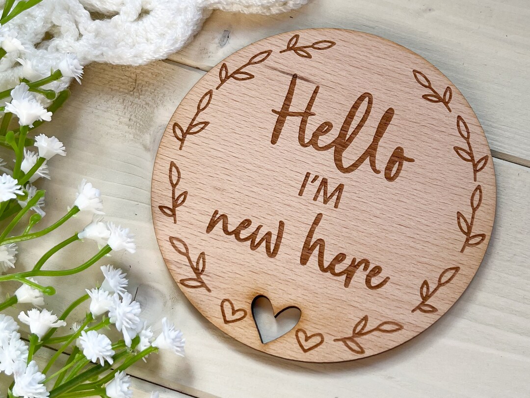 Baby Birth Arrival Sign, Hello I'm New Here Sign, Social Media Photo ...